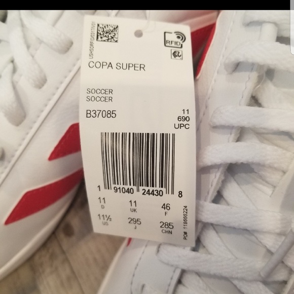 ADIDAS RED WHITE&BLACK COPA SOCCER SNEAKERS 11 1/2 - Picture 5 of 6